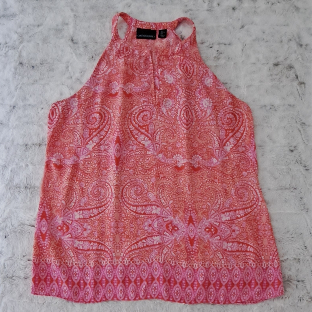 Cynthia Rowley floral print sleeveless blouse.  Size L.